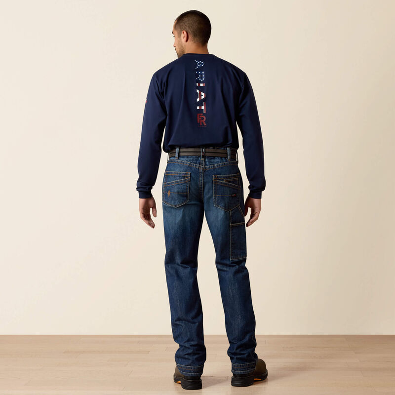 ARIAT - Mens FR M4 Workhorse - Carpentar Style - Bootcut - Low Rise Jeans - Flint Wash