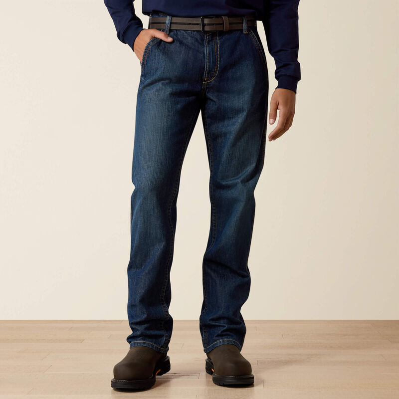 ARIAT - Mens FR M4 Workhorse - Carpentar Style - Bootcut - Low Rise Jeans - Flint Wash