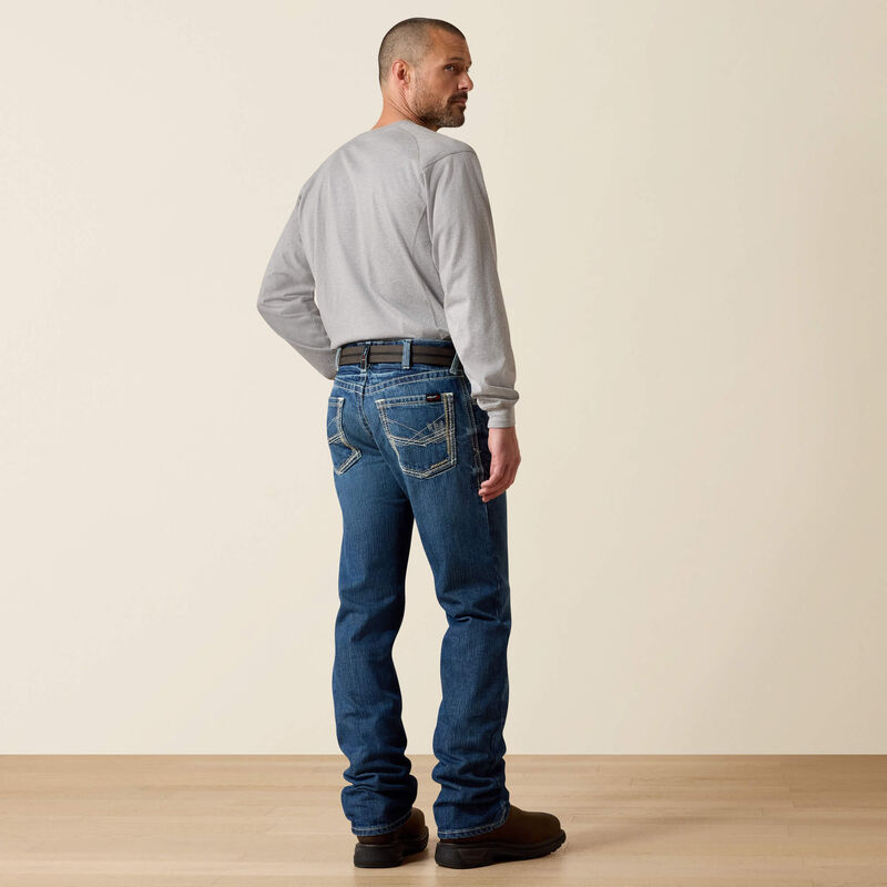 ARIAT - FR M4 Ridgeline - Glacier Wash - Boot Cut Jeans - Fashion Back Pocket - Low Rise - Relaxed Fit Waist Hip & Thigh - 13 oz - NFPA 70E and NFPA 2112 - 35X34