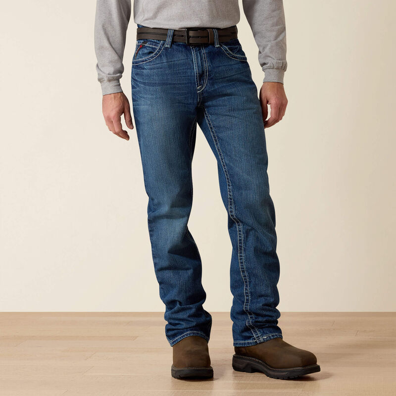 ARIAT - FR M4 Ridgeline - Glacier Wash - Boot Cut Jeans - Fashion Back Pocket - Low Rise - Relaxed Fit Waist Hip & Thigh - 13 oz - NFPA 70E and NFPA 2112 - 35X34