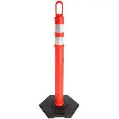 42" Looper Tube with 18lb rubber base and 2 bands of 3" 3M Reflective Sheeting. - Becker Safety and Supply