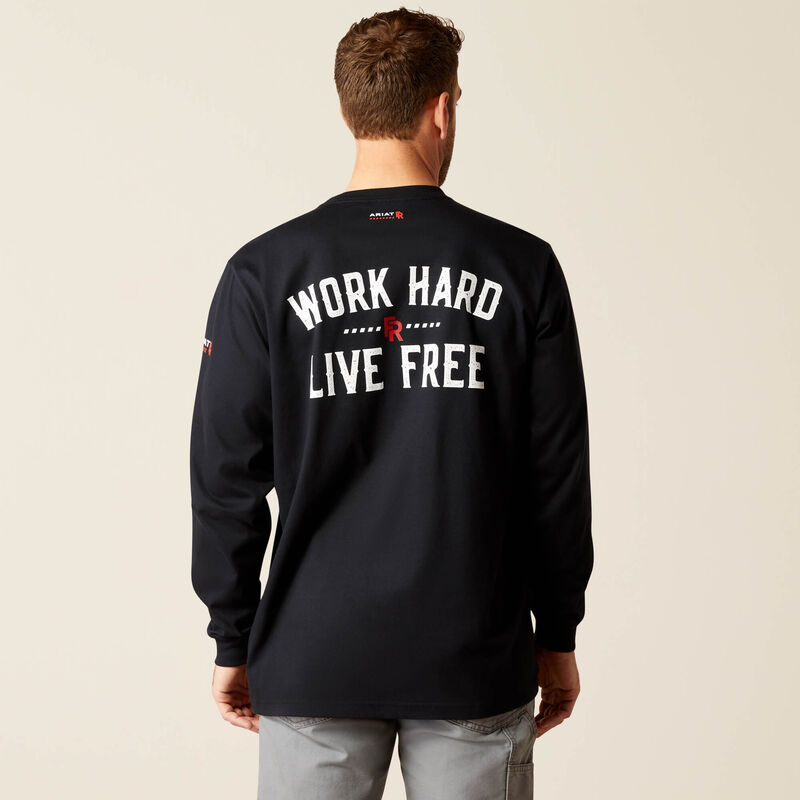 ARIAT - FR Work Hard Live Free T-Shirt, Black-2XL